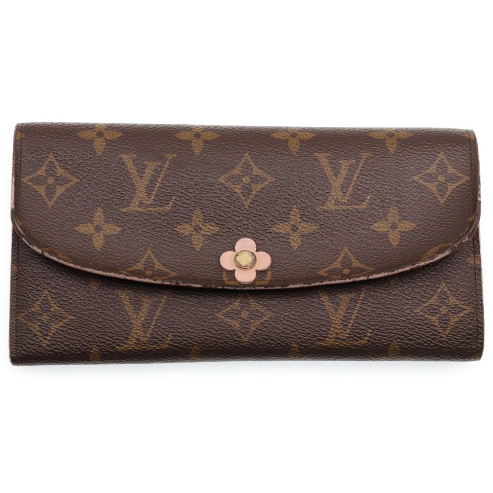 LOUIS VUITTON(ルイヴィトン) モノグラム ポルトフォイユエミリーホットピンク ロングウォレット 長財布 ブラウン イニシャル入り M64202 CA2168
