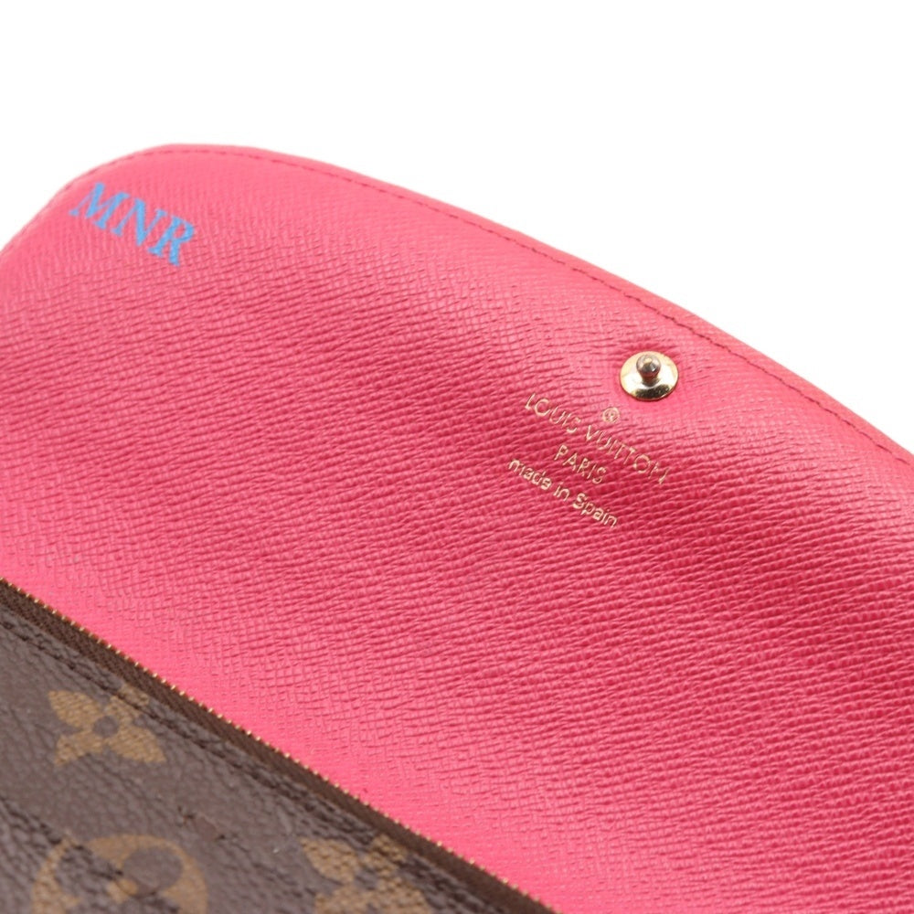 LOUIS VUITTON(ルイヴィトン) モノグラム ポルトフォイユエミリーホットピンク ロングウォレット 長財布 ブラウン イニシャル入り M64202 CA2168