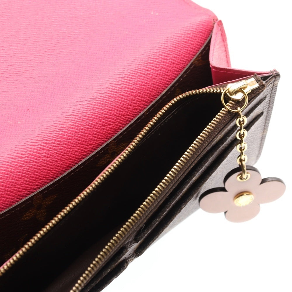LOUIS VUITTON(ルイヴィトン) モノグラム ポルトフォイユエミリーホットピンク ロングウォレット 長財布 ブラウン イニシャル入り M64202 CA2168