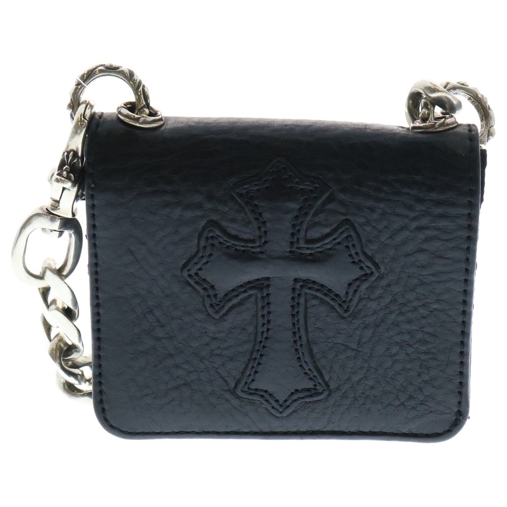 CHROME HEARTS(クロムハーツ) TV MAN ティービーマン クロスパッチ クラシックチェーン付き レザー ウォレット 財布 ブラック