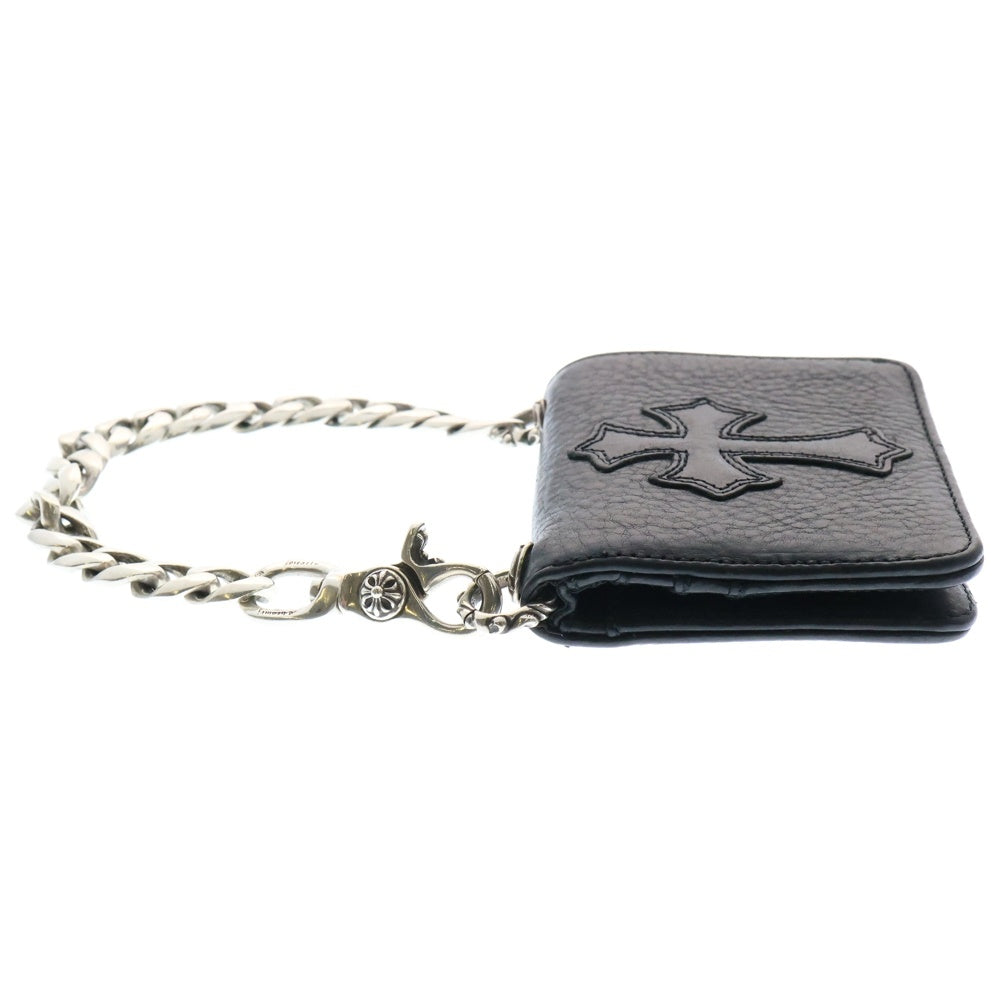 CHROME HEARTS(クロムハーツ) TV MAN ティービーマン クロスパッチ クラシックチェーン付き レザー ウォレット 財布 ブラック