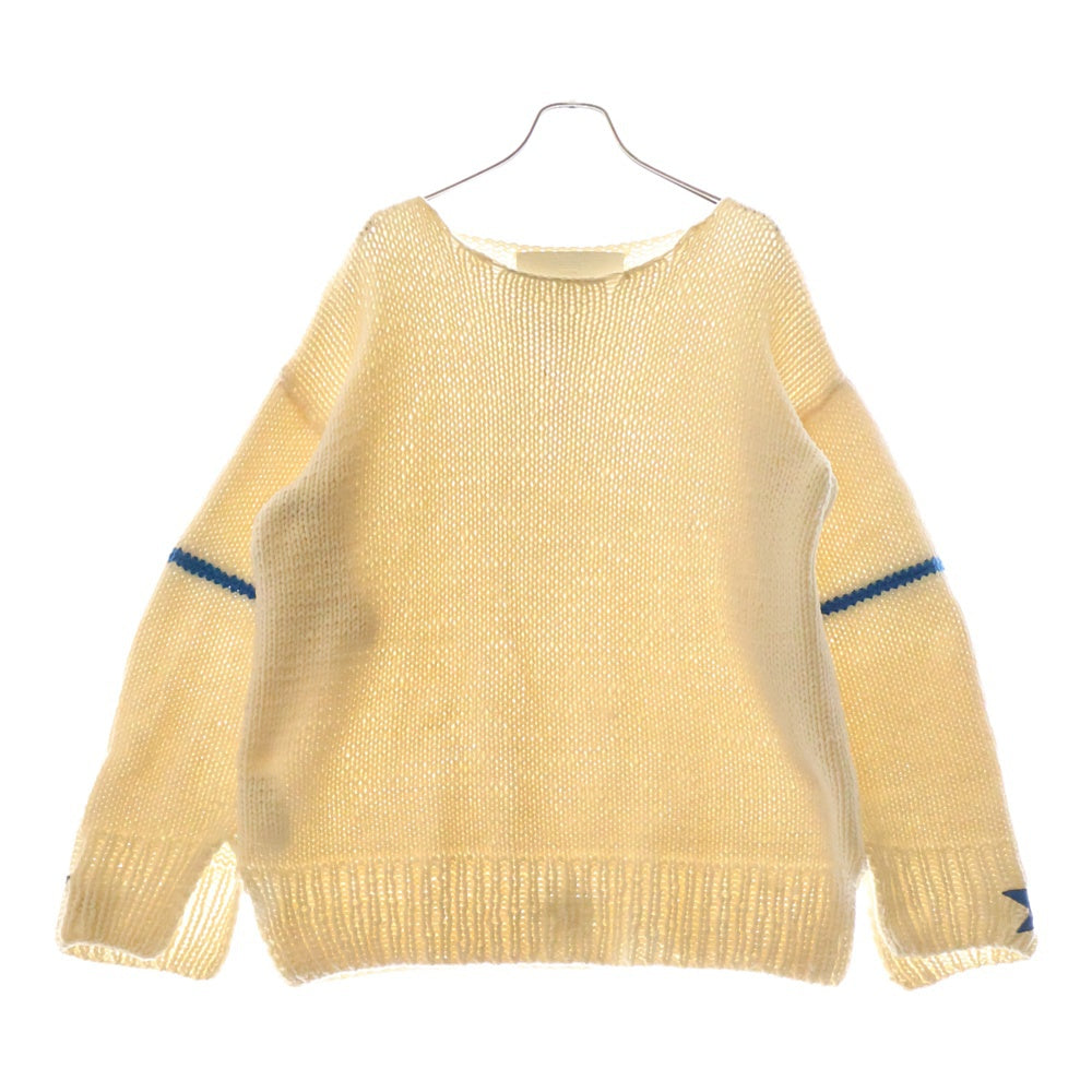 CHROME HEARTS(クロムハーツ) STAR PATCH CASHMERE SWEATER スターパッチ ローゲージカシミヤニットスウェット セーター ホワイト/ブルー