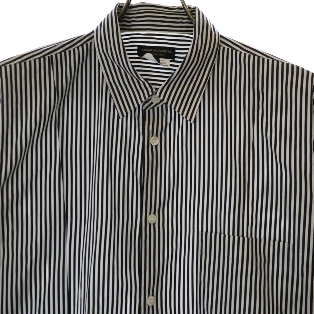 COMME des GARCONS HOMME PLUS(コムデギャルソンオムプリュス) 23AW AD2023 胸ポケット 4タック ストライプ柄 長袖シャツ ブラック/ホワイト TL-V008