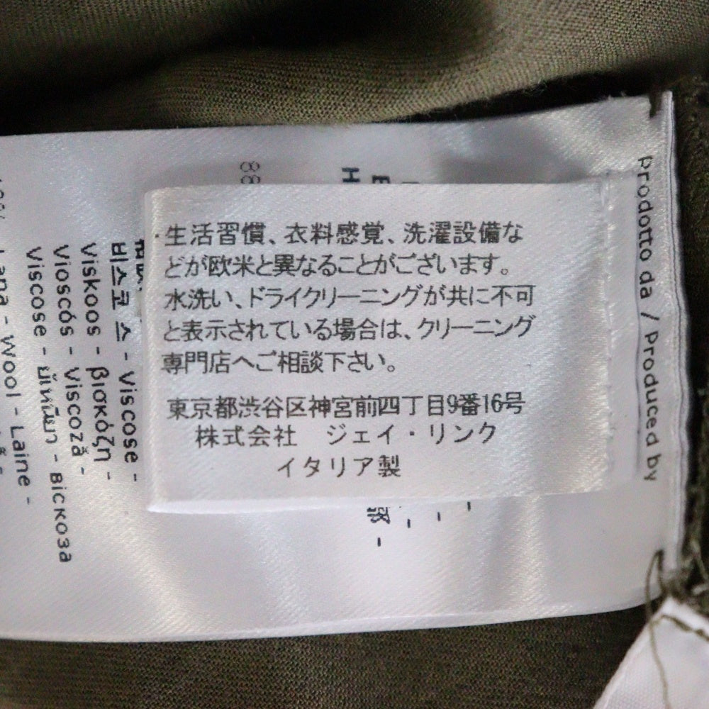 hache(アッシュ) 総柄 ボウタイデザイン バンドカラー長袖シャツ ブラウン レディース E230913