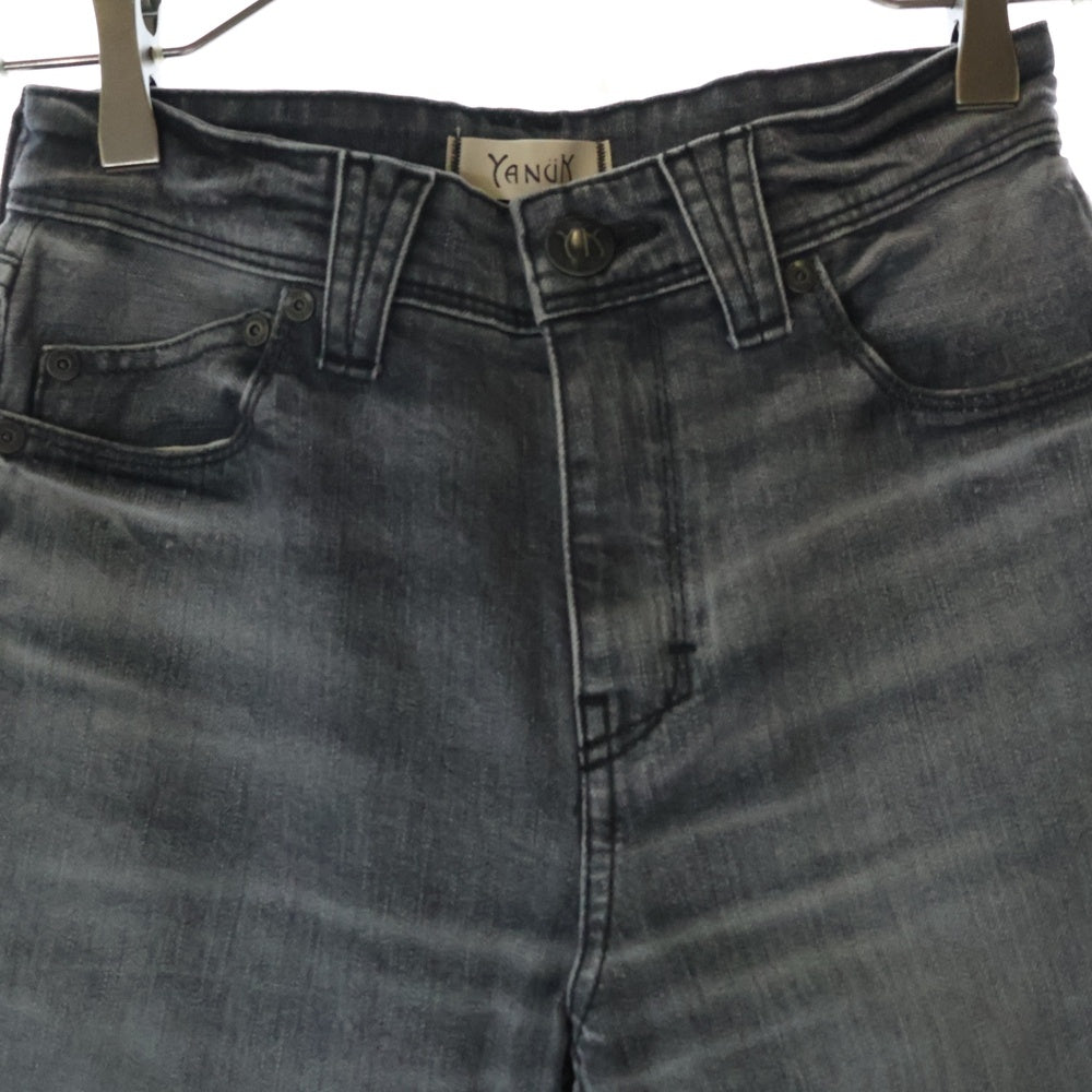 YANUK(ヤヌーク) ストレッチコットン ジップフライ デニム ストレートパンツ ダークグレー レディース 57191019