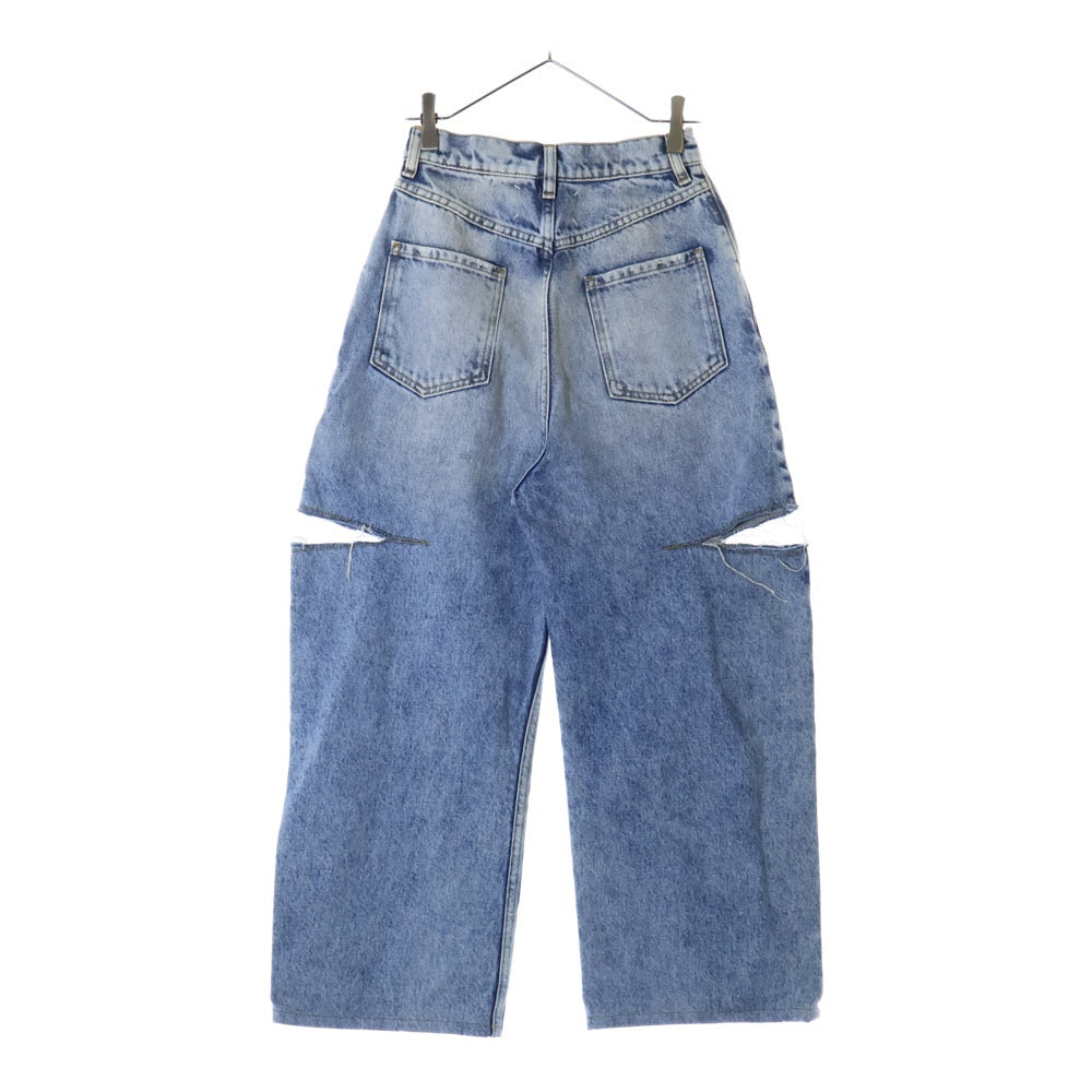 Maison Margiela 1(メゾンマルジェラ) 22AW PANTS 5 POCKETS INDIGO カットアウト 5ポケット ジップフライ ワイドデニムパンツ インディゴ レディース S51LA0051 S30513