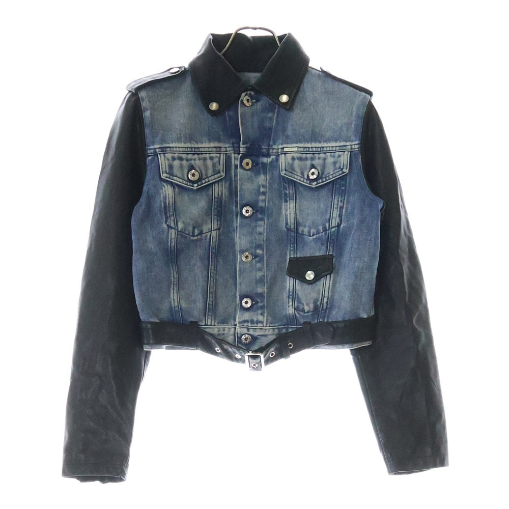 DIESEL(ディーゼル) DE-NYN-L カウレザー切替 デニム トラッカージャケット インディゴ/ブラック レディース 00798