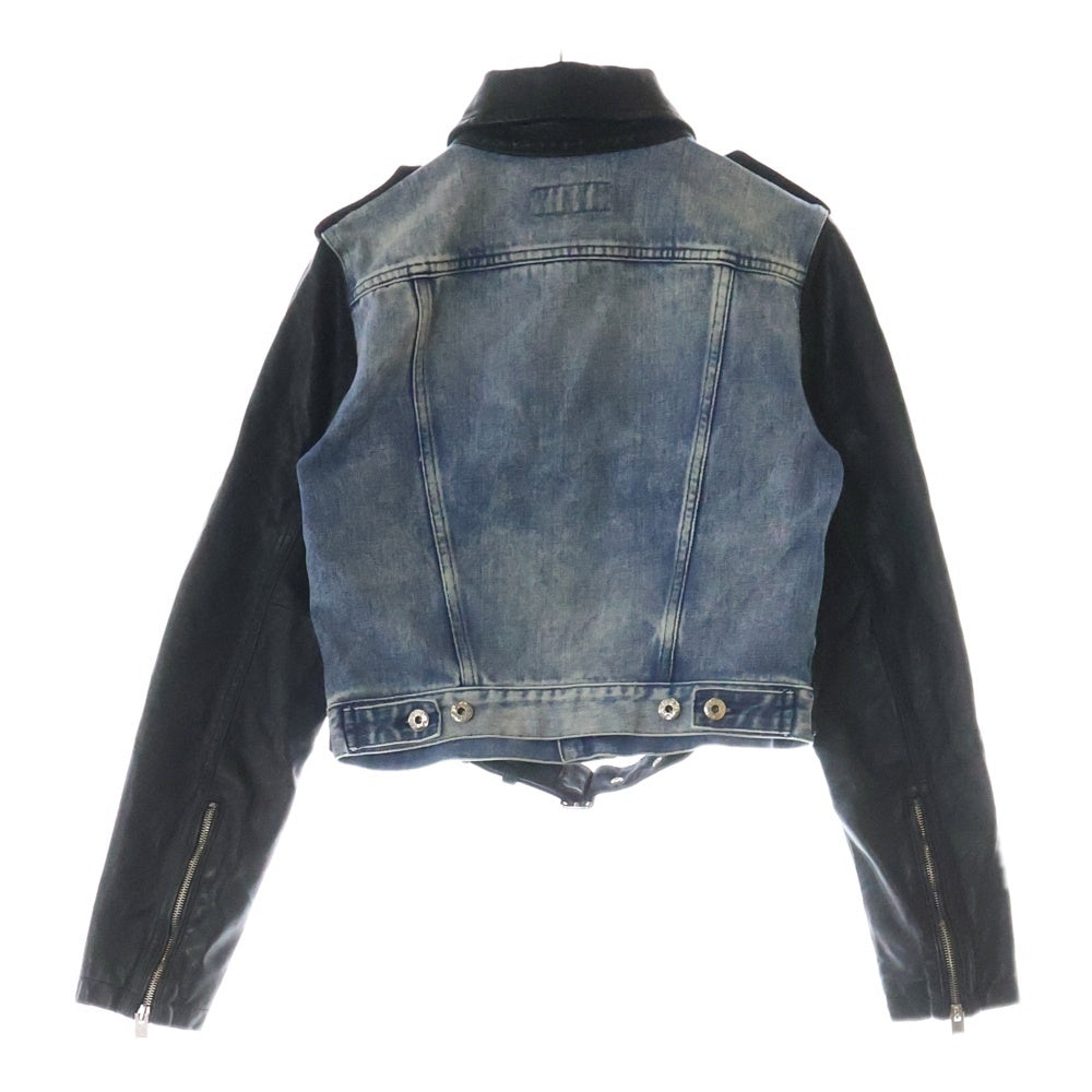 DIESEL(ディーゼル) DE-NYN-L カウレザー切替 デニム トラッカージャケット インディゴ/ブラック レディース 00798