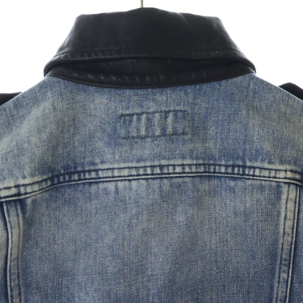 DIESEL(ディーゼル) DE-NYN-L カウレザー切替 デニム トラッカージャケット インディゴ/ブラック レディース 00798