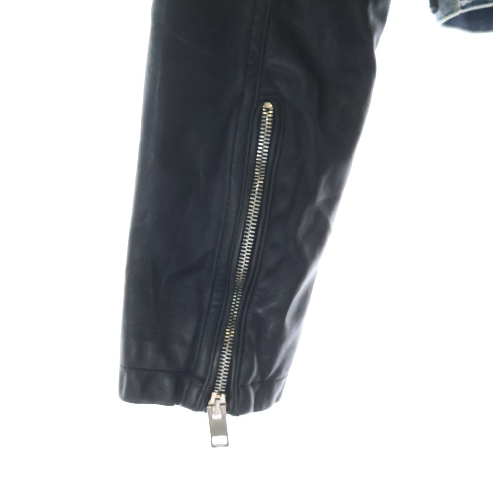 DIESEL(ディーゼル) DE-NYN-L カウレザー切替 デニム トラッカージャケット インディゴ/ブラック レディース 00798