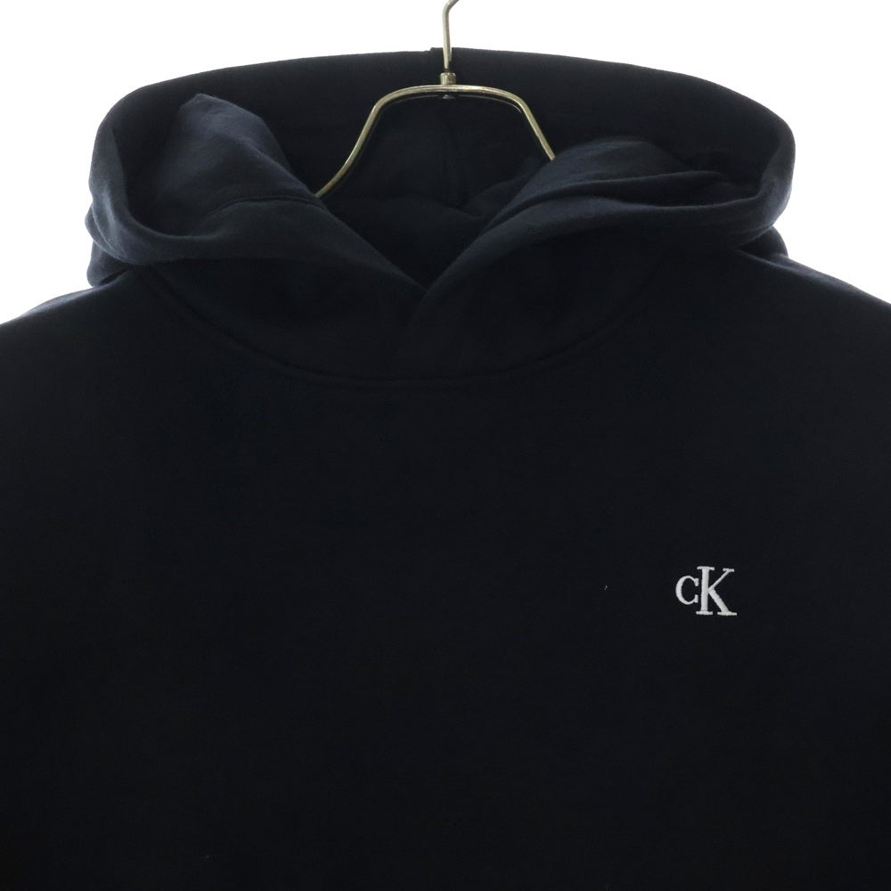 Calvin Klein(カルバンクライン) ARCHIVE ロゴ刺繍 裏起毛 スウェット プルオーバーパーカー ブラック 40WH100