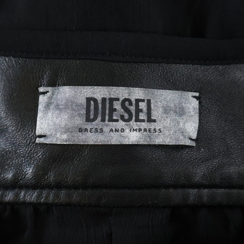 DIESEL(ディーゼル) 異素材切替 ジップアップ ノーカラージャケット ブルゾン ブラック レディース