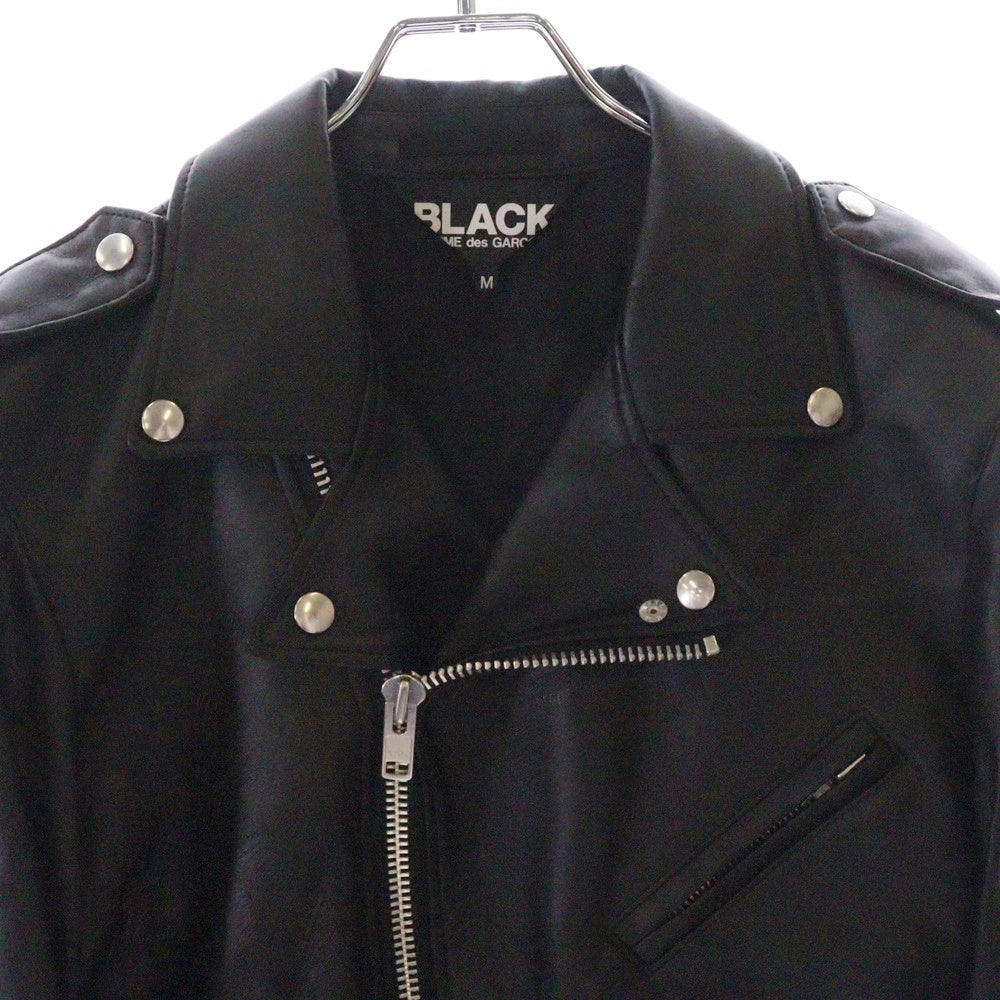 BLACK COMME des GARCONS(ブラックコムデギャルソン) 11AW AD2011 フェイクレザー ダブル ライダース ジャケット ブラック 1H-J233