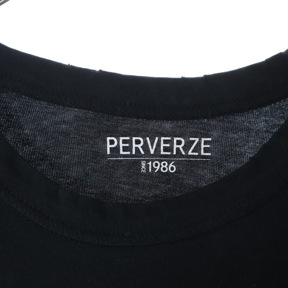 PERVERZE(パーバーズ) Regular Tee #1 クロップドTシャツ 半袖クルーネックカットソー ブラック レディース 0121010611