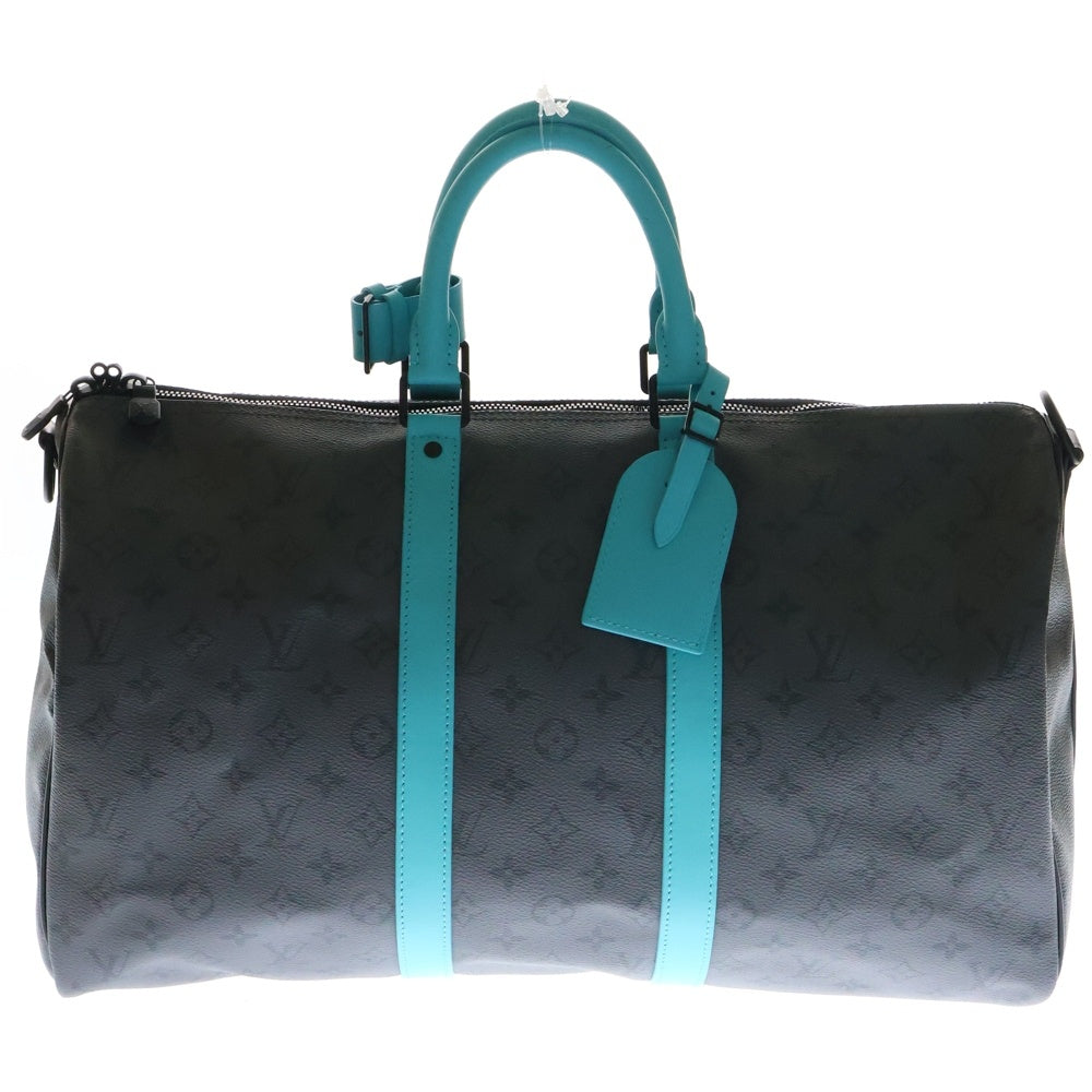LOUIS VUITTON(ルイヴィトン) キーポル バンドリエール 45 モノグラム エクリプス リバース ロゴストラップ付 2WAY ショルダー ボストン バッグ グレー/ブルー RFID M11481