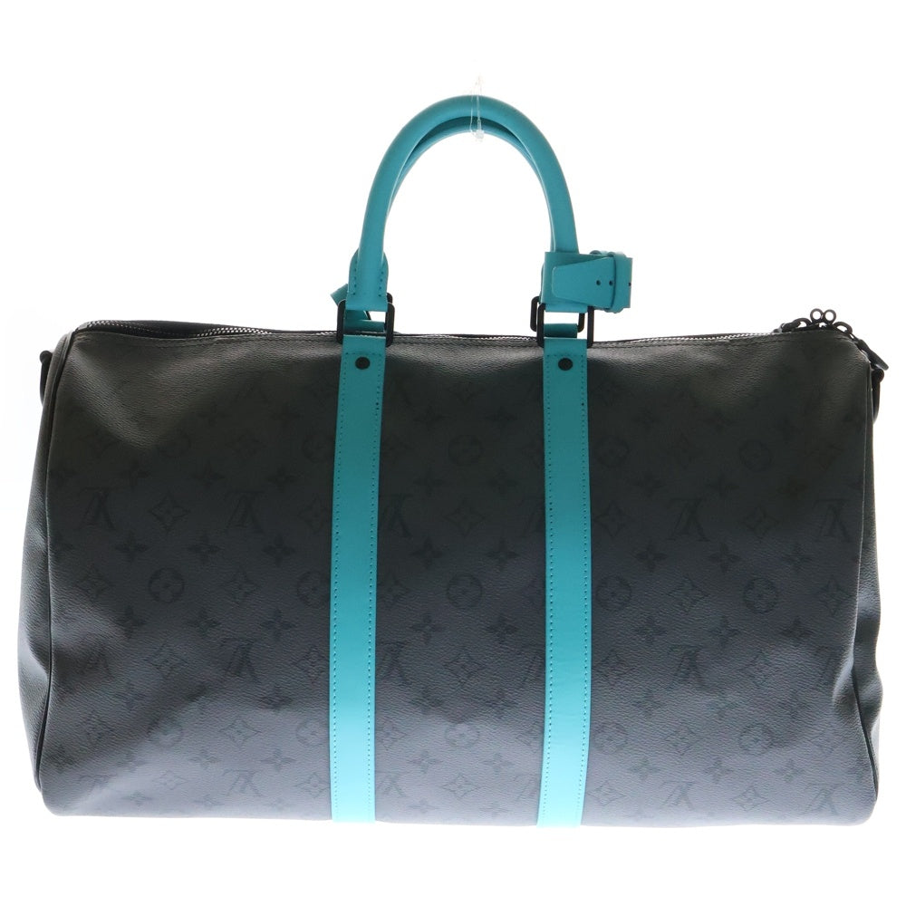 LOUIS VUITTON(ルイヴィトン) キーポル バンドリエール 45 モノグラム エクリプス リバース ロゴストラップ付 2WAY ショルダー ボストン バッグ グレー/ブルー RFID M11481