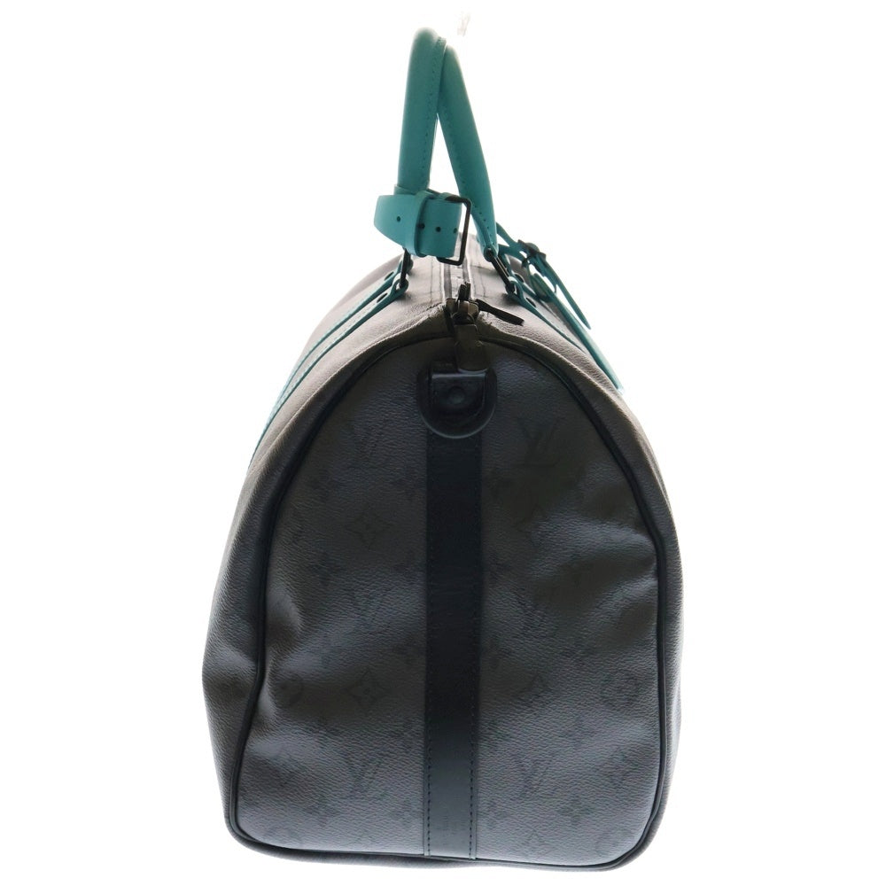LOUIS VUITTON(ルイヴィトン) キーポル バンドリエール 45 モノグラム エクリプス リバース ロゴストラップ付 2WAY ショルダー ボストン バッグ グレー/ブルー RFID M11481
