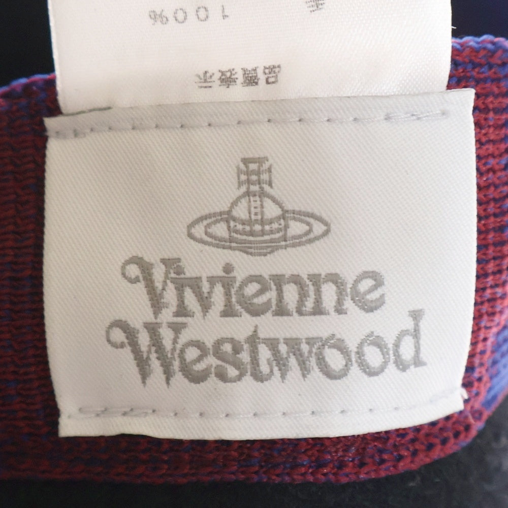 Vivienne Westwood(ヴィヴィアンウエストウッド) ロゴ刺繍 ウール ベレー帽 帽子 ブラック