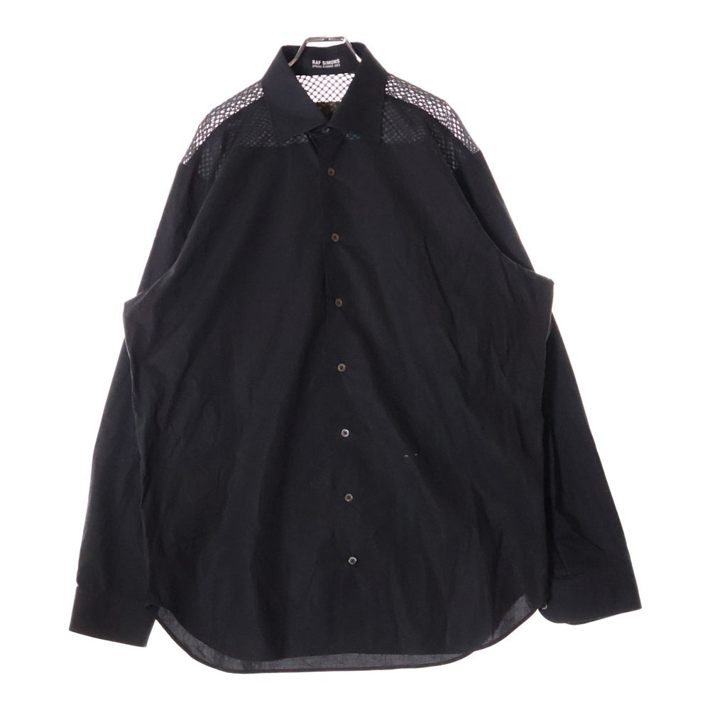 RAF SIMONS(ラフシモンズ) 23SS CLASSIC SHIRT WITH NET INSERT クラシック 長袖シャツ ウィズネットインサート ブラック 231-M256