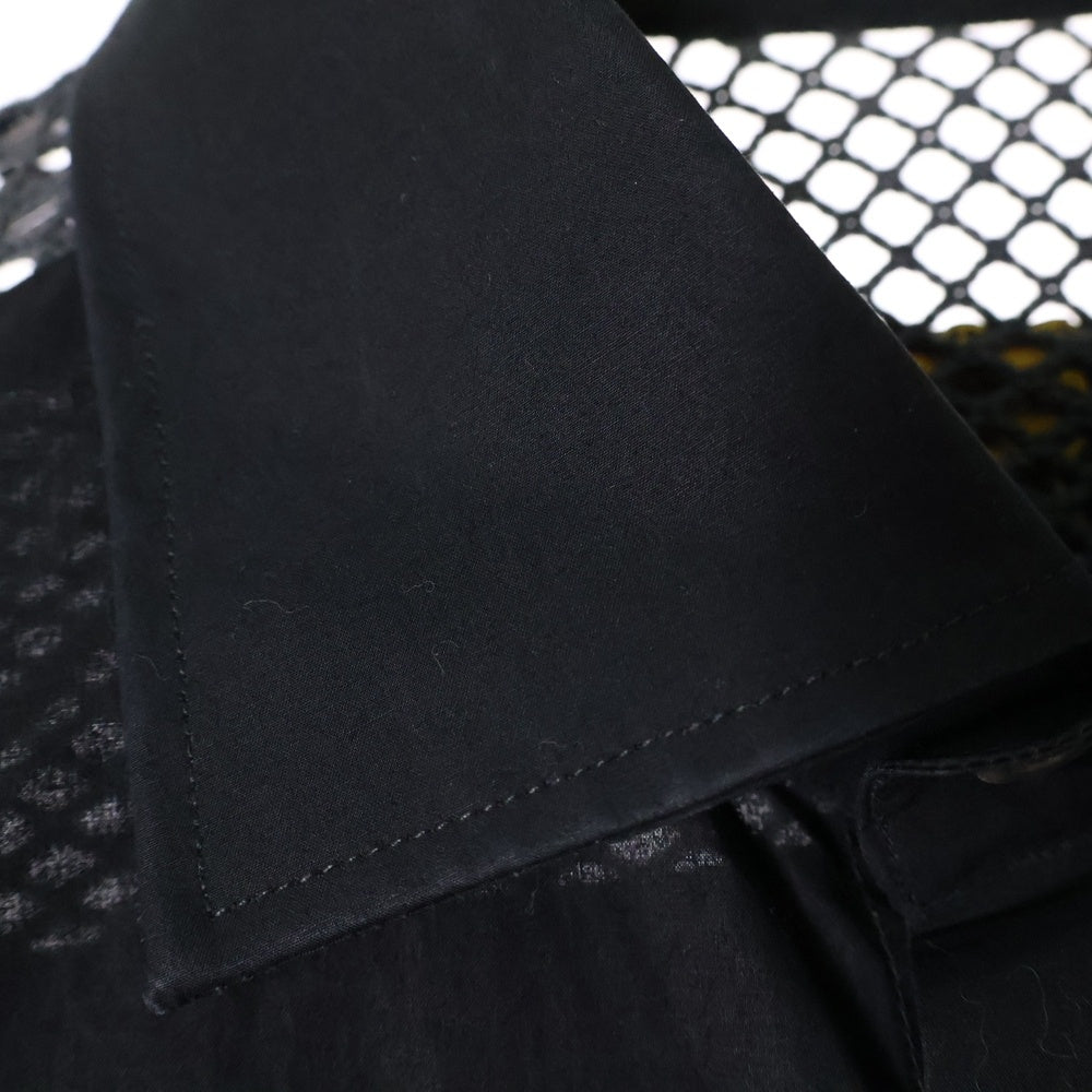 RAF SIMONS(ラフシモンズ) 23SS CLASSIC SHIRT WITH NET INSERT クラシック 長袖シャツ ウィズネットインサート ブラック 231-M256