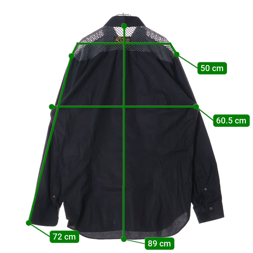 RAF SIMONS(ラフシモンズ) 23SS CLASSIC SHIRT WITH NET INSERT クラシック 長袖シャツ ウィズネットインサート ブラック 231-M256