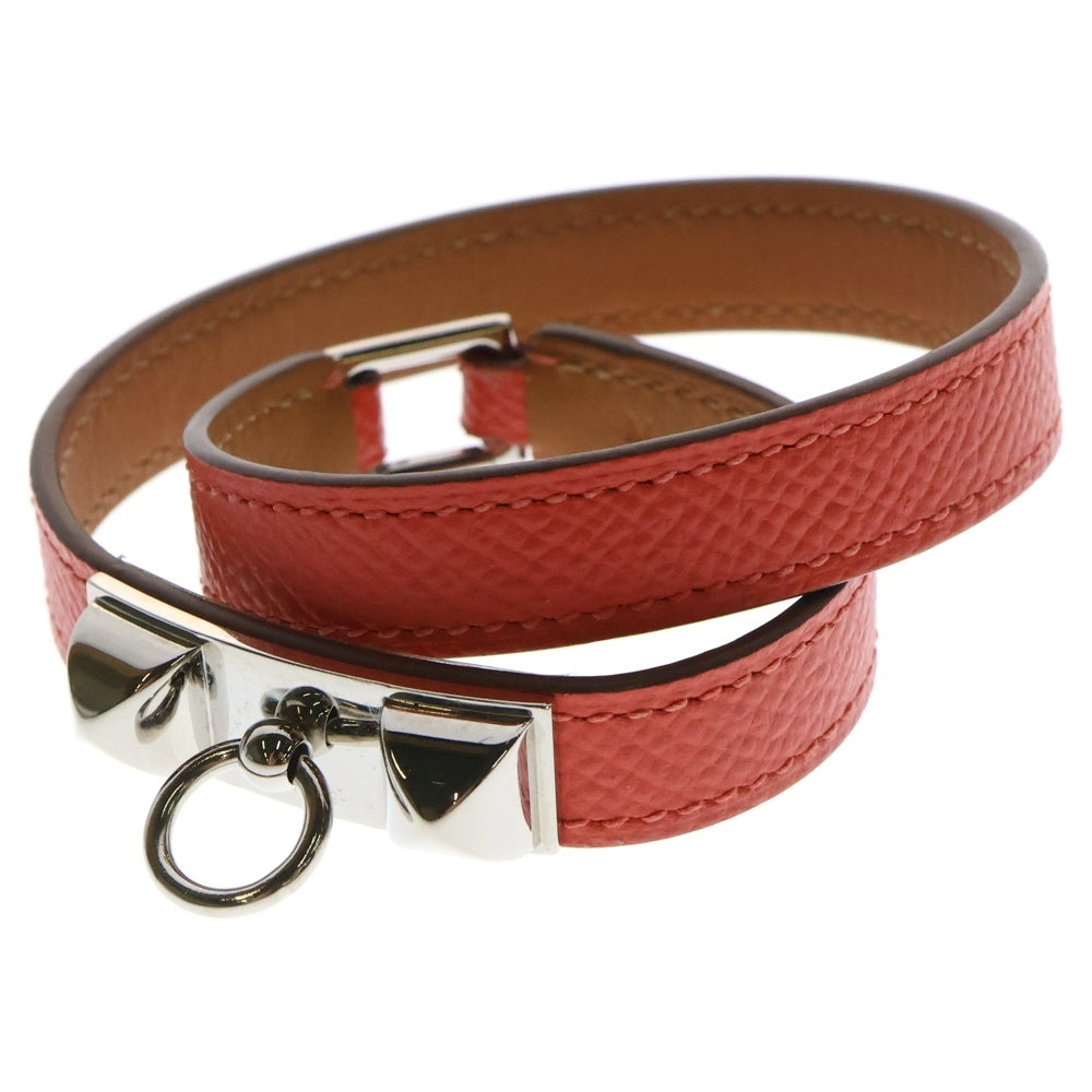 HERMES(エルメス) リヴァル コリエドシアン T刻印 レザー ブレスレット レッド/ブラウン