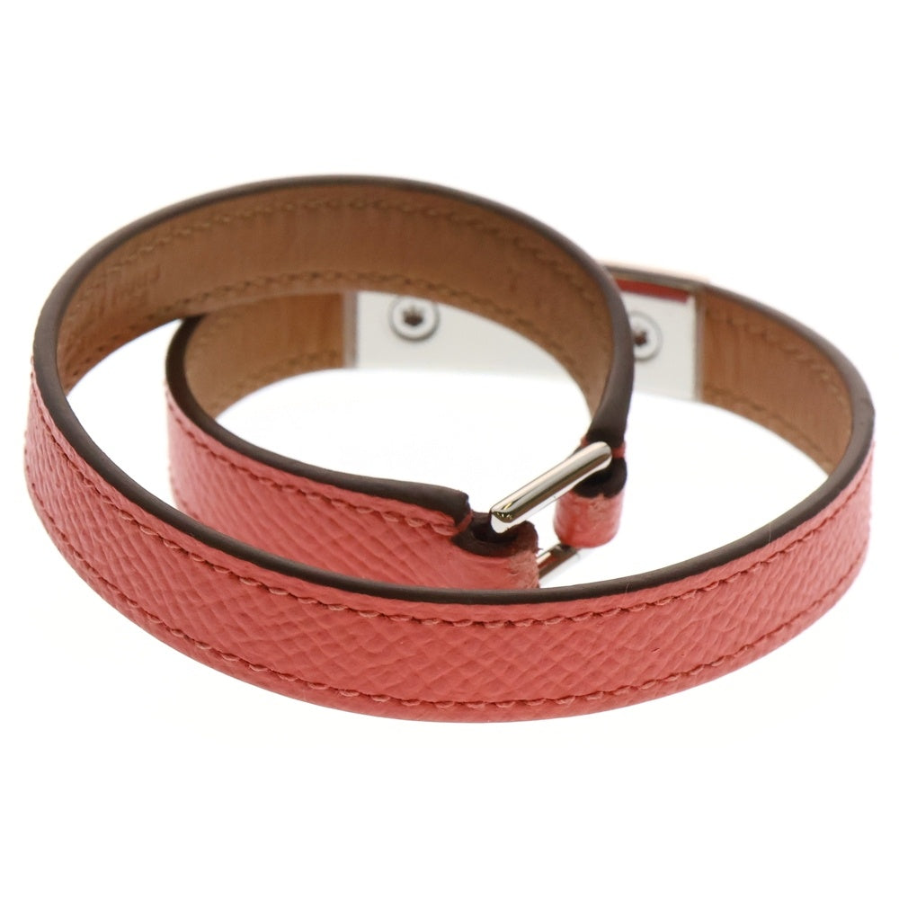 HERMES(エルメス) リヴァル コリエドシアン T刻印 レザー ブレスレット レッド/ブラウン