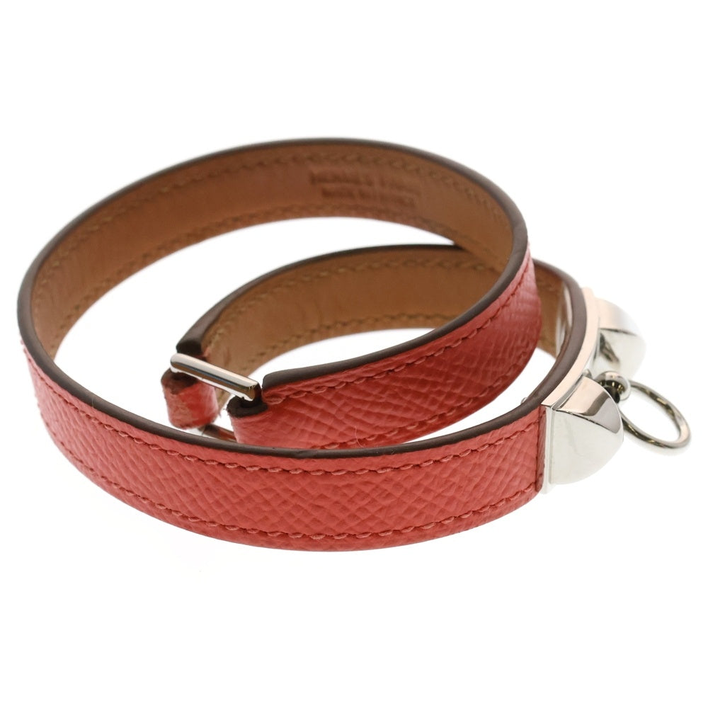 HERMES(エルメス) リヴァル コリエドシアン T刻印 レザー ブレスレット レッド/ブラウン