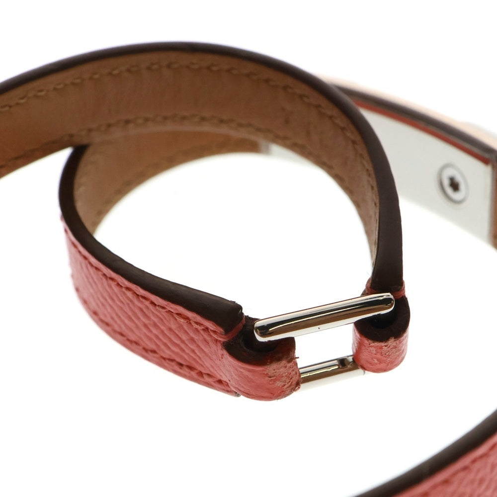 HERMES(エルメス) リヴァル コリエドシアン T刻印 レザー ブレスレット レッド/ブラウン