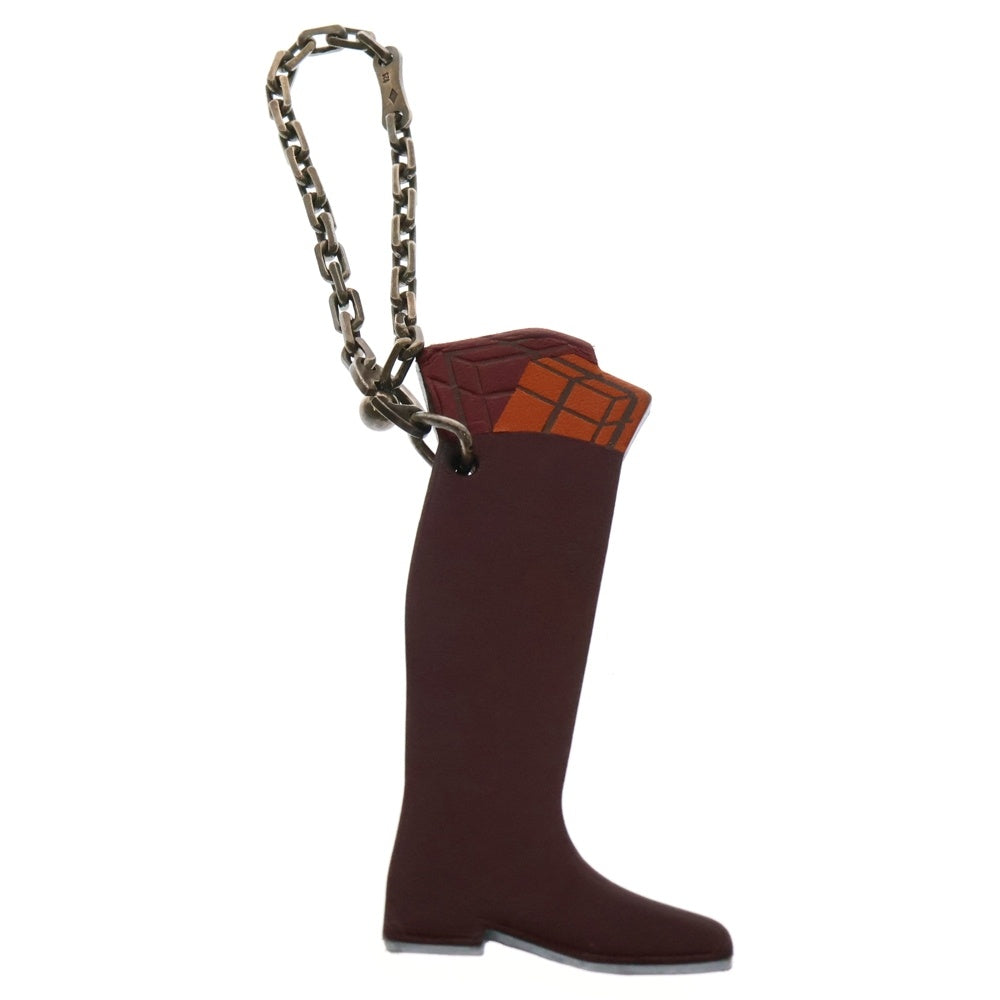 HERMES(エルメス) ブーツボックス レザー バッグチャーム ブラウン