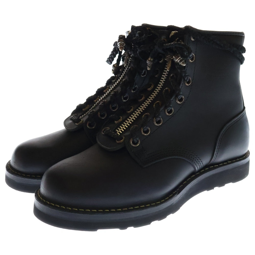 CHROME HEARTS(クロムハーツ) ×WESCO FIREMAN ウエスコ ファイヤーマン センターダガージップ レースアップ レザーブーツ ブラック/シルバー