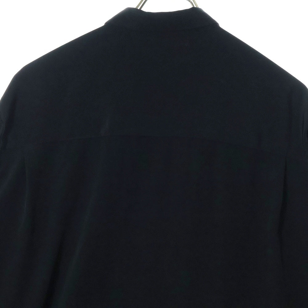 Y's(ワイズ) DE CHINE CURVE SLIT BLOUSE デシン カーブスリット 長袖シャツワンピース ブラウス レディース ブラック YX-B11-500
