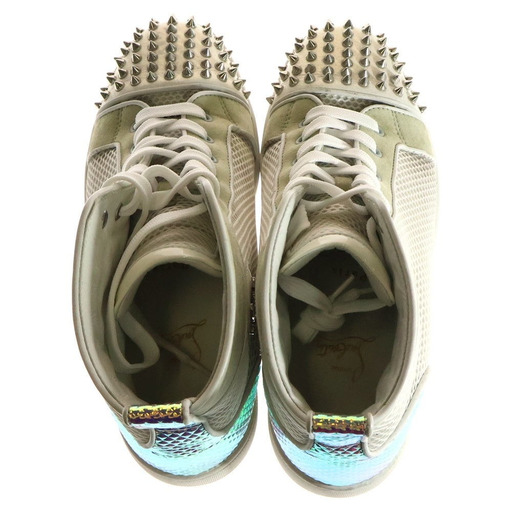CHRISTIAN LOUBOUTIN(クリスチャンルブタン) スパイクスタッズ スウェード切り替え レザーハイカットスニーカー ホワイト