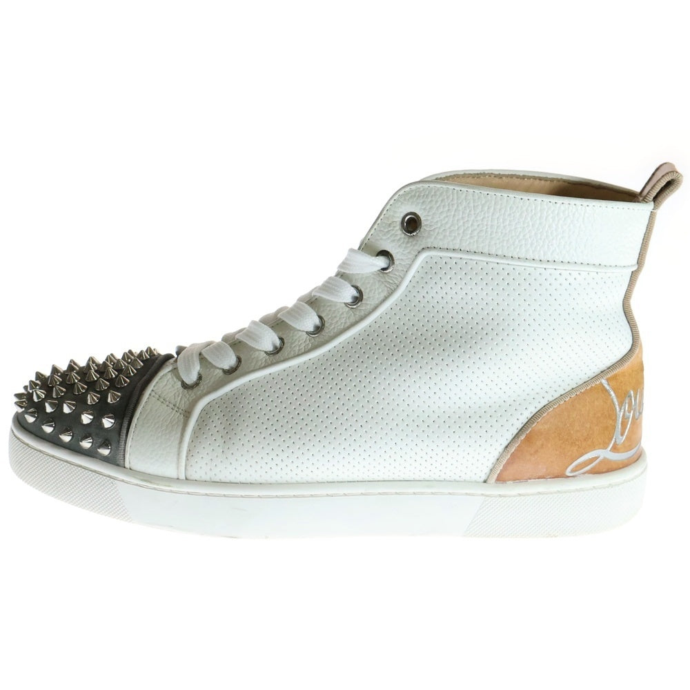 CHRISTIAN LOUBOUTIN(クリスチャンルブタン) LOU SPIKES ルー スパイクス スタッズ レザーハイカットスニーカー ホワイト/グレー