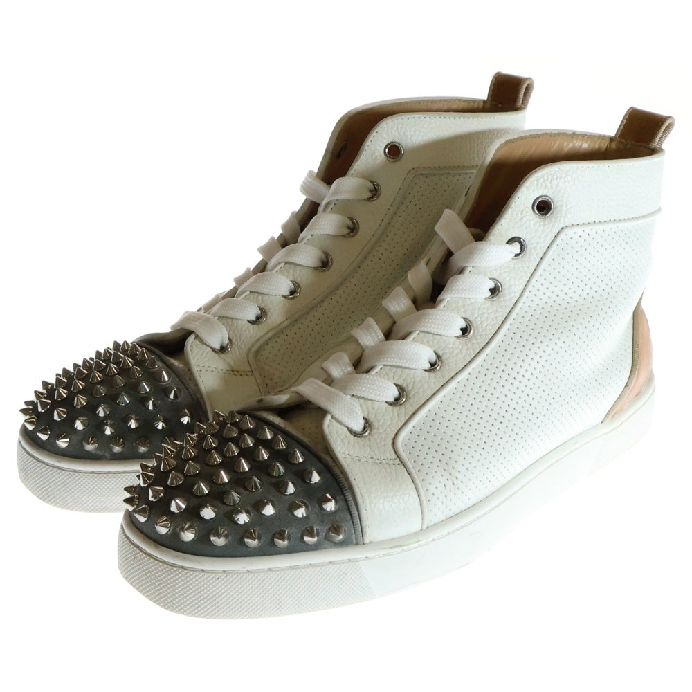 CHRISTIAN LOUBOUTIN(クリスチャンルブタン) LOU SPIKES ルー スパイクス スタッズ レザーハイカットスニーカー ホワイト/グレー