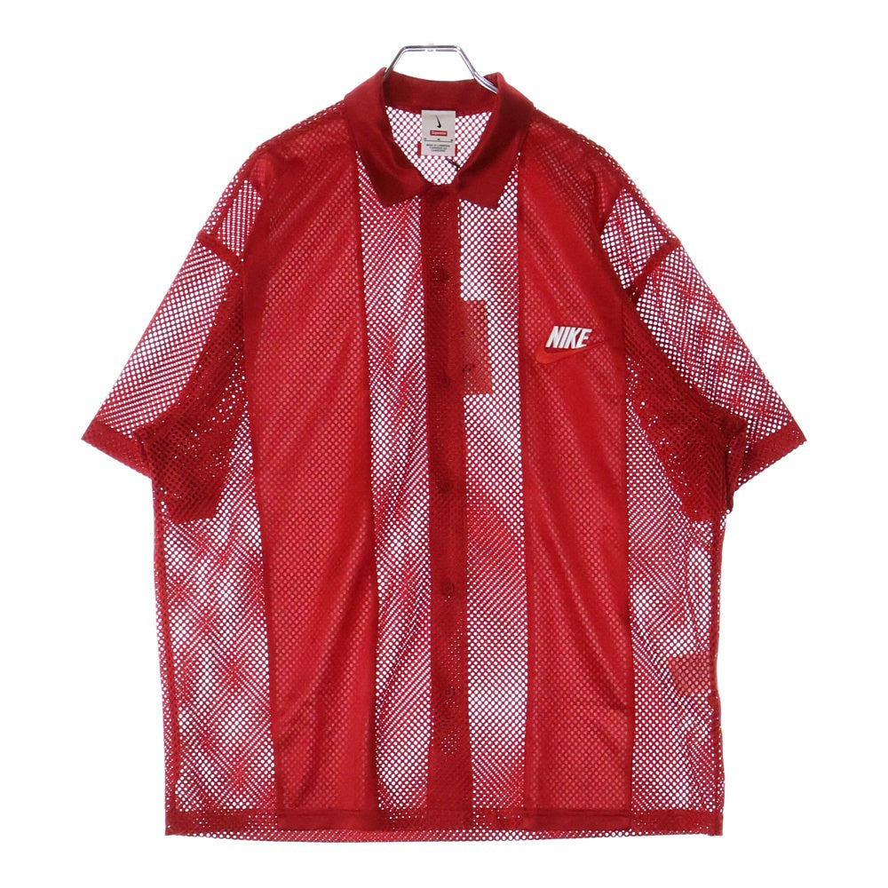 SUPREME(シュプリーム) 24SS ×NIKE MESH SHIRT ナイキ メッシュ オープンカラー 半袖シャツ レッド FQ0346-687