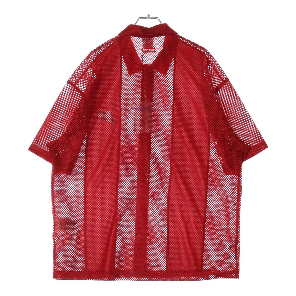 SUPREME(シュプリーム) 24SS ×NIKE MESH SHIRT ナイキ メッシュ オープンカラー 半袖シャツ レッド FQ0346-687