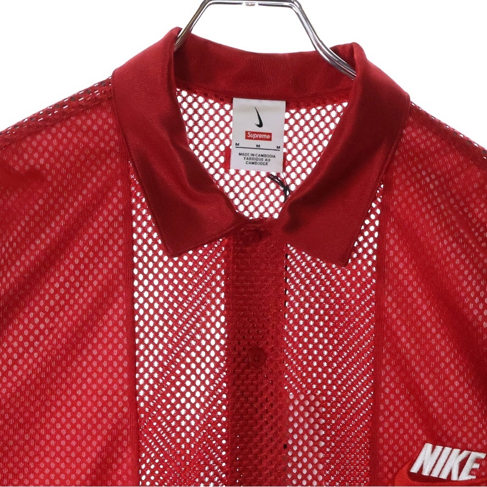 SUPREME(シュプリーム) 24SS ×NIKE MESH SHIRT ナイキ メッシュ オープンカラー 半袖シャツ レッド FQ0346-687