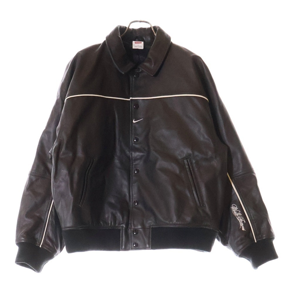 SUPREME(シュプリーム) 25SS×NIKE LEATHER VARSITY JACKET ナイキ バーシティ レザージャケット ブラック HF9634-010