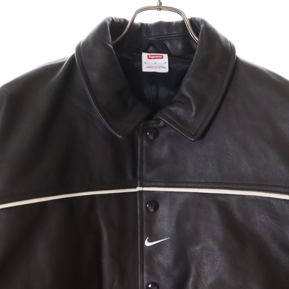 SUPREME(シュプリーム) 25SS×NIKE LEATHER VARSITY JACKET ナイキ バーシティ レザージャケット ブラック HF9634-010