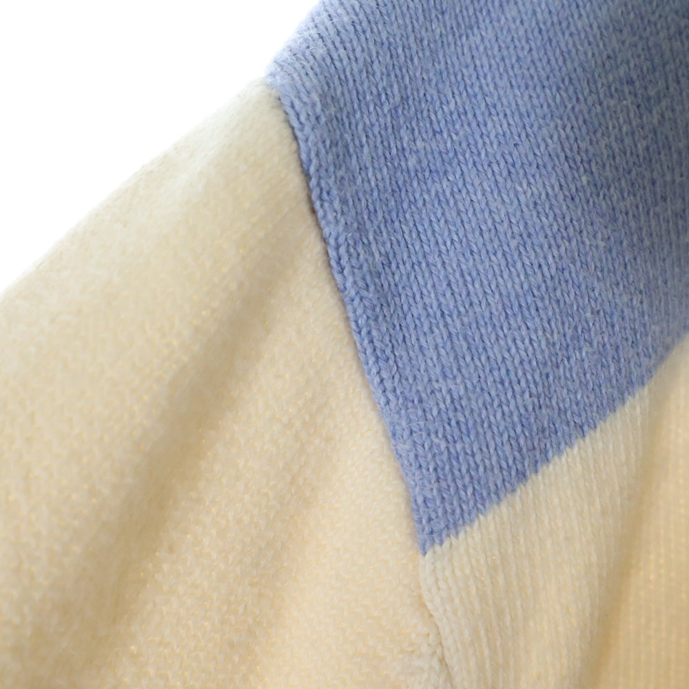 TOMMY HILFIGER(トミーヒルフィガー) ボーダー柄 ハイネック ハーフジップニットセーター ホワイト/ブルー