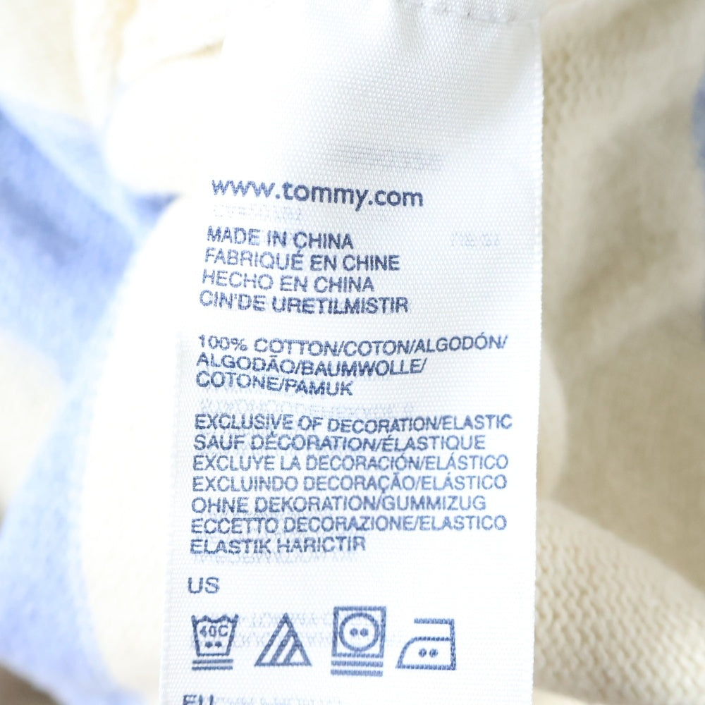 TOMMY HILFIGER(トミーヒルフィガー) ボーダー柄 ハイネック ハーフジップニットセーター ホワイト/ブルー