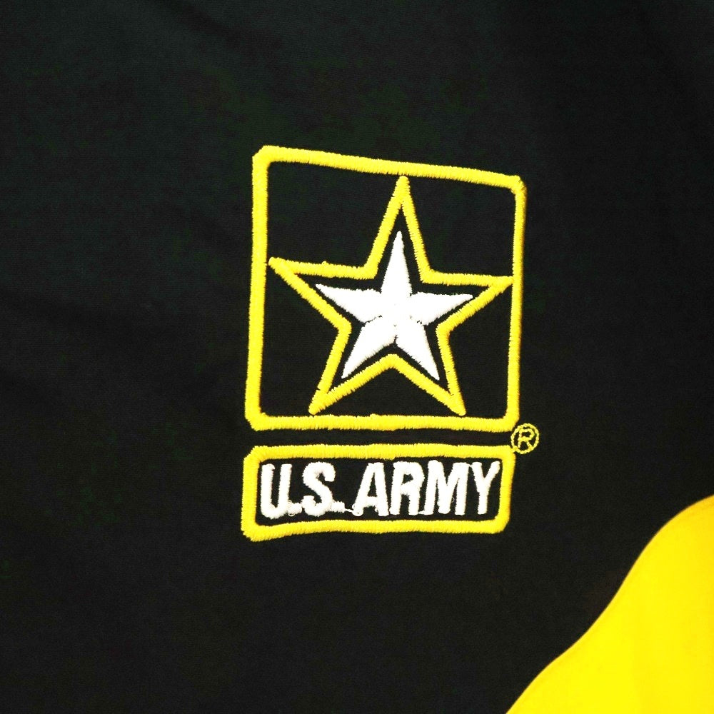 NO BRAND(ノーブランド) U.S.ARMY ユーエス アーミー ロゴワッペン付き ジップアップナイロンジャケット ブラック/イエロー
