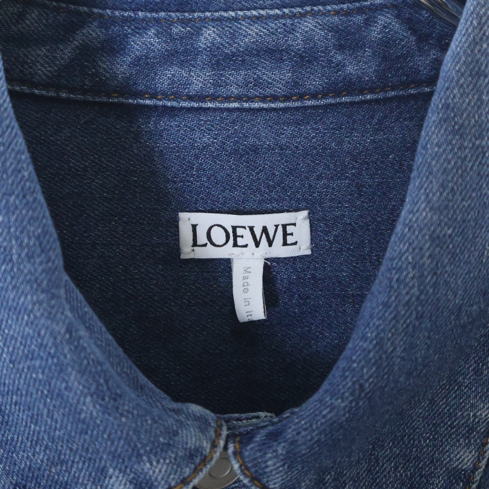 LOEWE(ロエベ) 22AW スラントオーバーシャツ 長袖ボタンダウンデニムシャツ インディゴ H526Y05X17