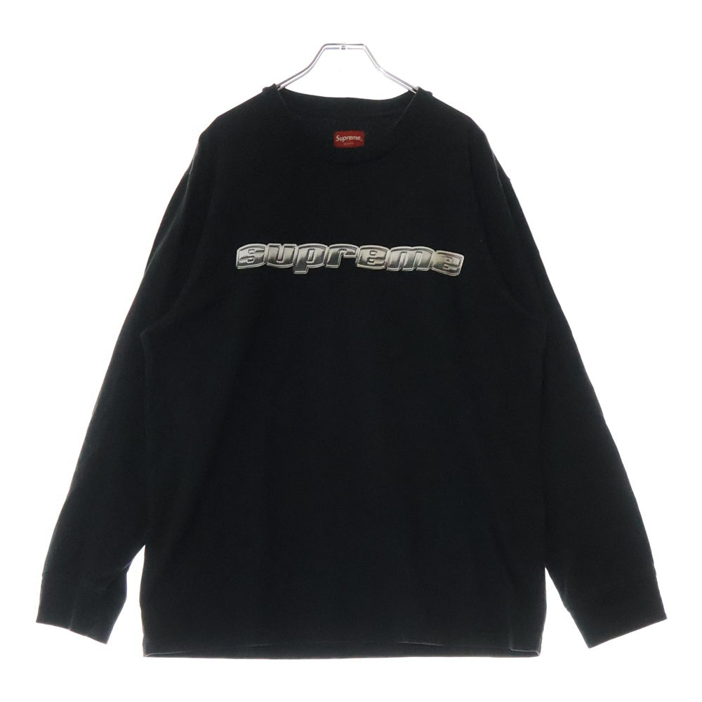 SUPREME(シュプリーム) 19AW Chrome Logo L/S Tee クローム ロゴ ロングスリーブ クルーネック長袖Tシャツ カットソー ブラック