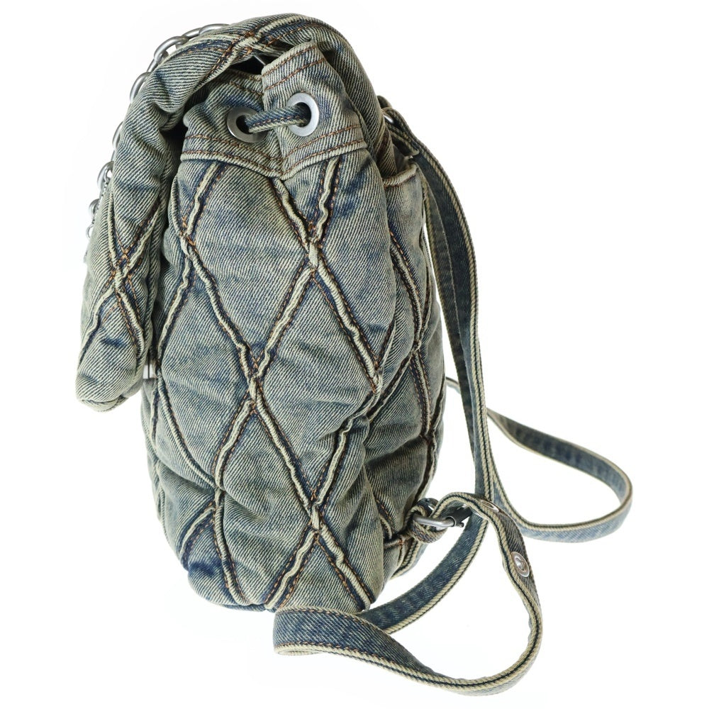 DIESEL(ディーゼル) CHARM-D レタリングチャーム付 キルティング デニムリュック バックパック インディゴ X10061P5570