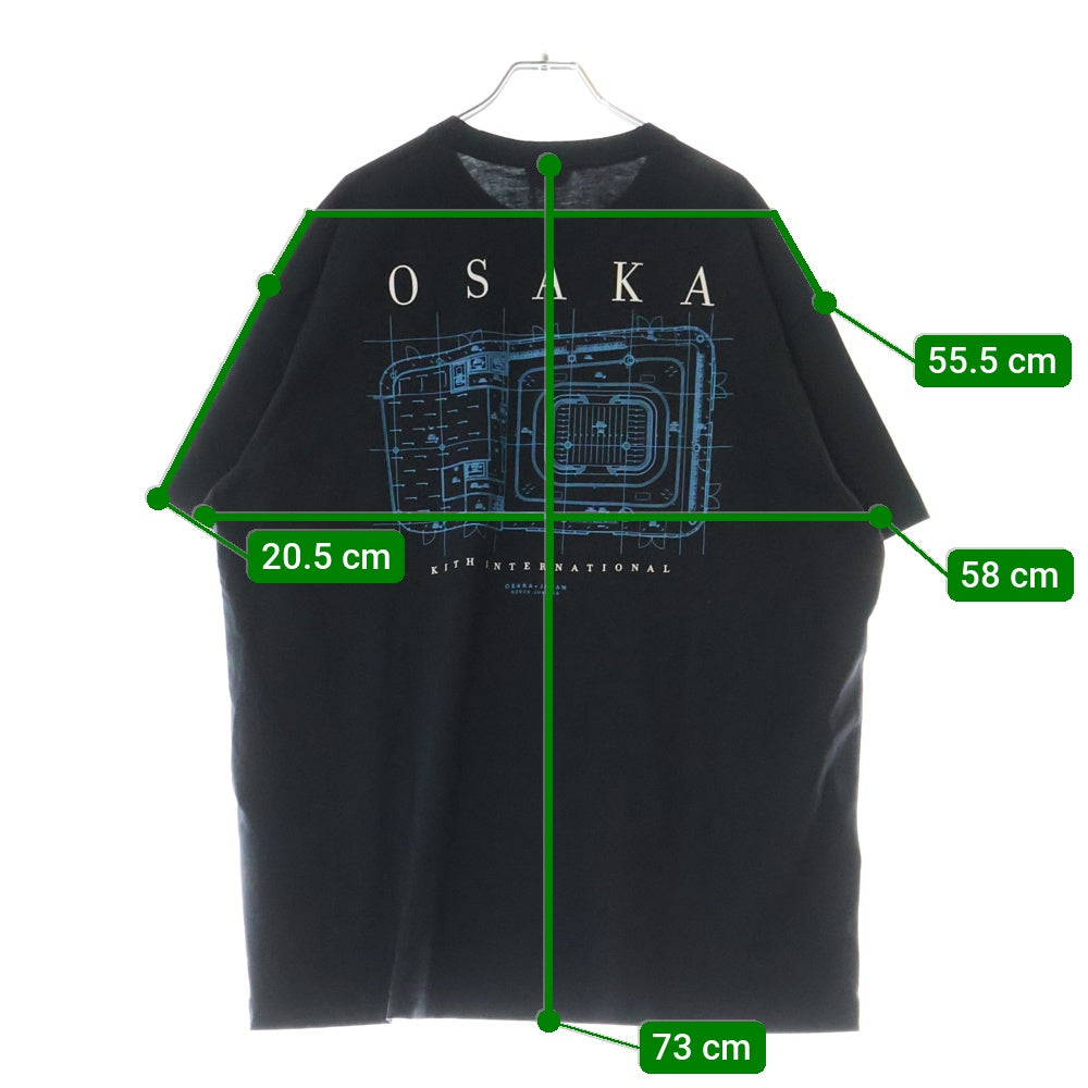 KITH(キス) OSAKA STORE FLOOR TEE オオサカ ストア フロア クルーネック半袖ポケットTシャツ カットソー バックプリント ブラック 25-073-060-0061-1-0