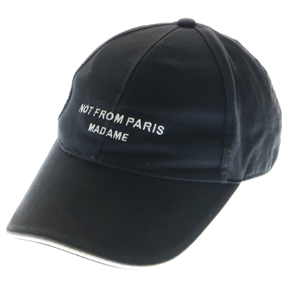 DROLE DE MONSIEUR(ドロールド ムッシュ) NOT FROM PARIS MADAME CAP フロント刺繍 ベースボールキャップ 帽子 ブラック