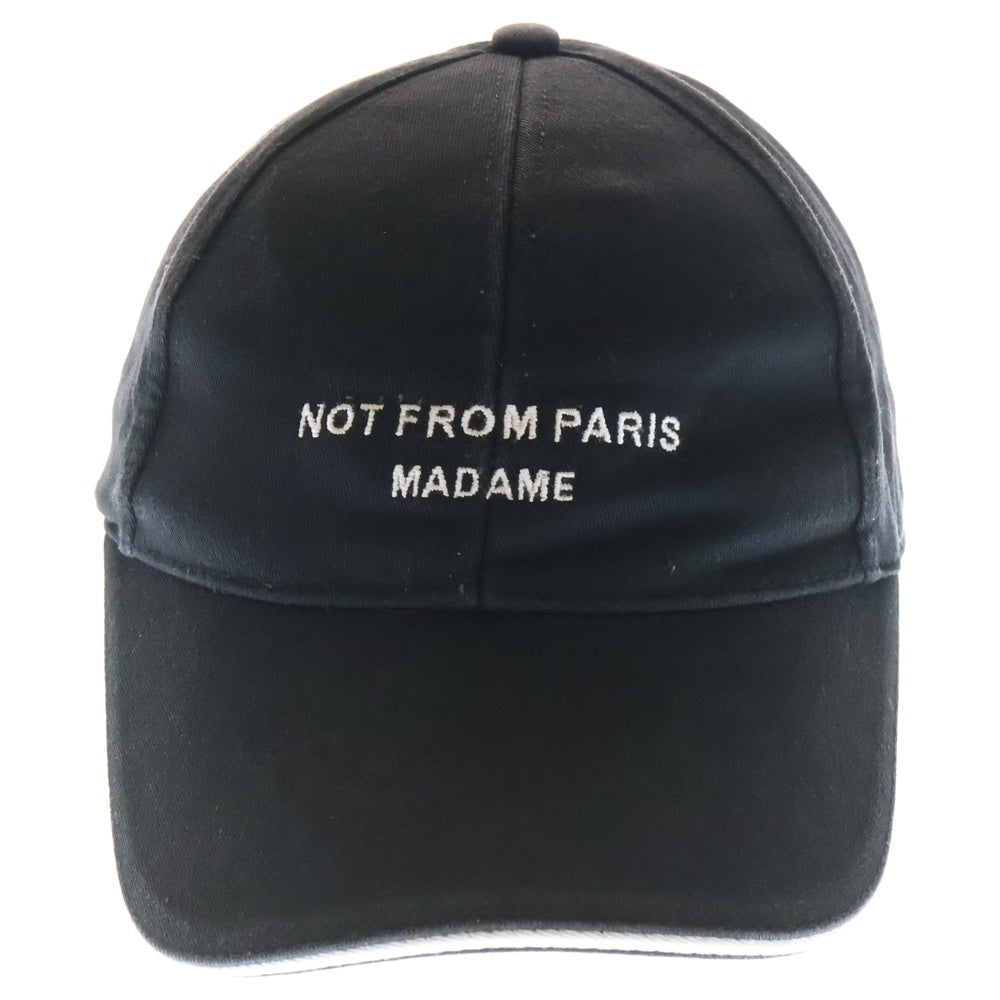 DROLE DE MONSIEUR(ドロールド ムッシュ) NOT FROM PARIS MADAME CAP フロント刺繍 ベースボールキャップ 帽子 ブラック