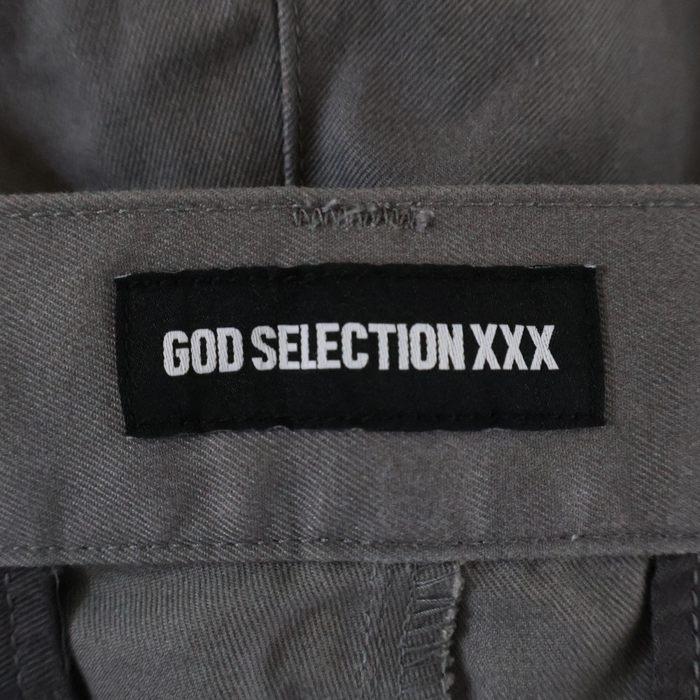 GOD SELECTION XXX(ゴッドセレクショントリプルエックス) 刺繍 ロゴ テーパードパンツ グレー